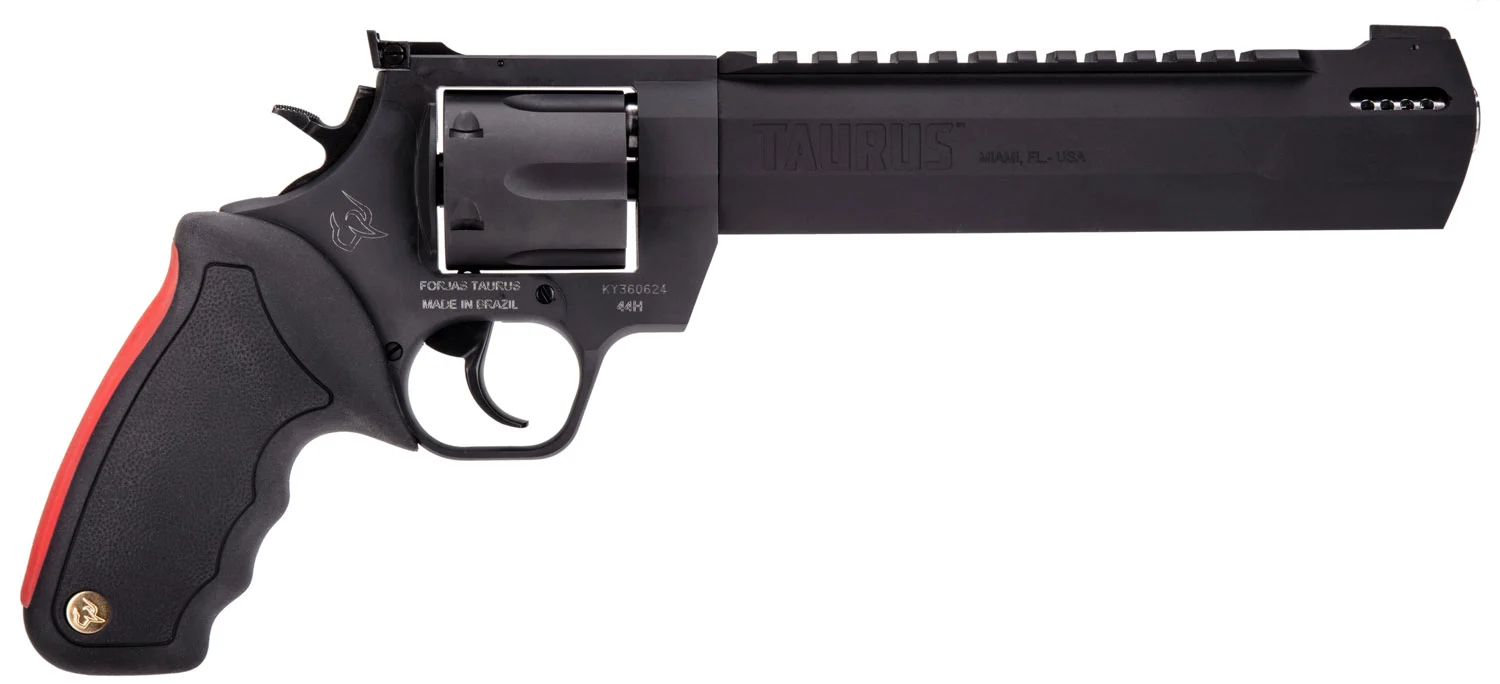 Taurus 2-440081RH Raging Hunter 44 Rem Mag 6rd 8.37" Black Stainless Steel Barrel Matte Black Oxide Steel Frame & Cylinder Black Rubber with Integrated Red Cushion Insert Grip
