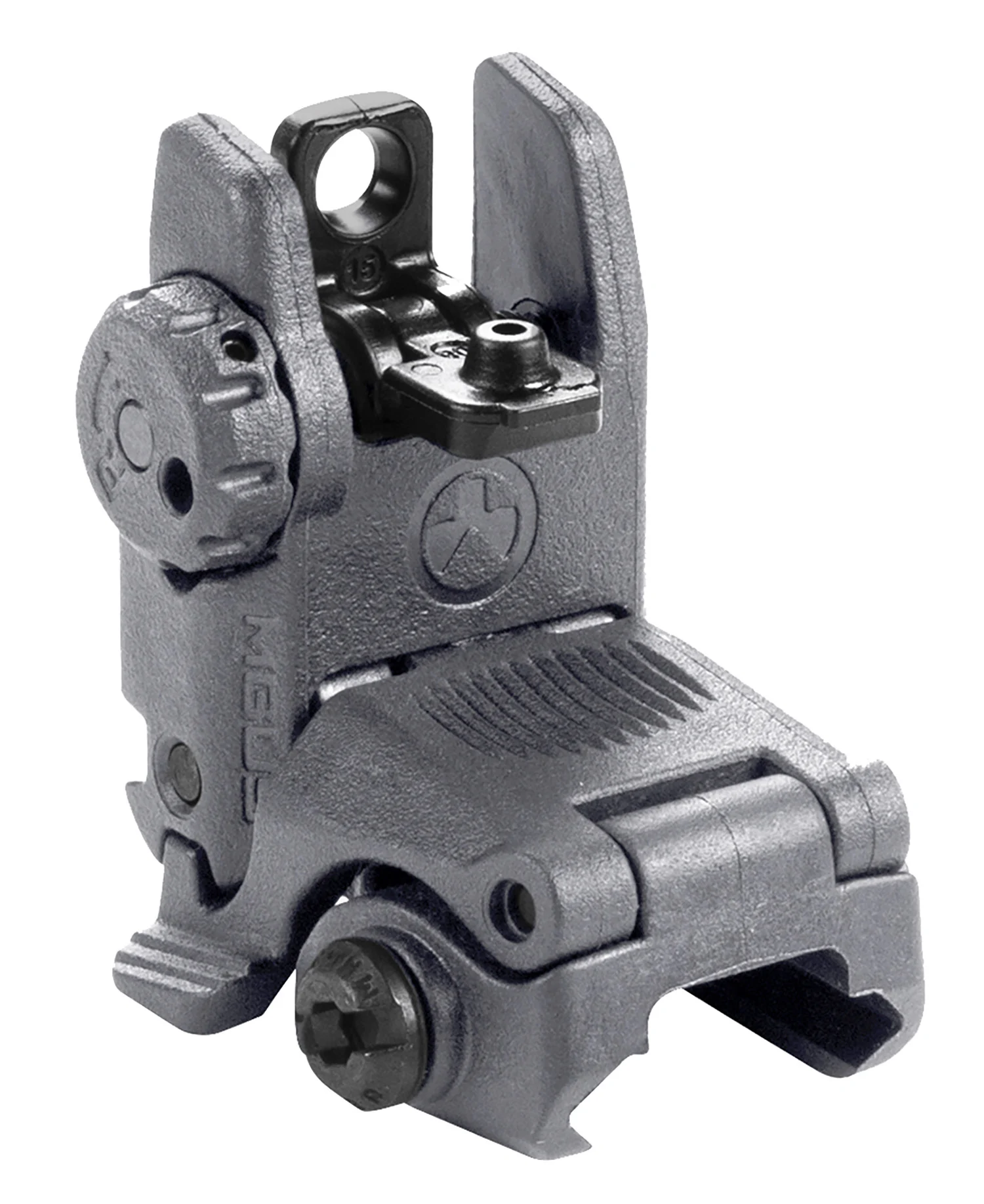 Magpul MAG248-GRY MBUS Sight Rear Stealth Gray Polymer, Spring-Loaded Flip Up for AR-15/ M16