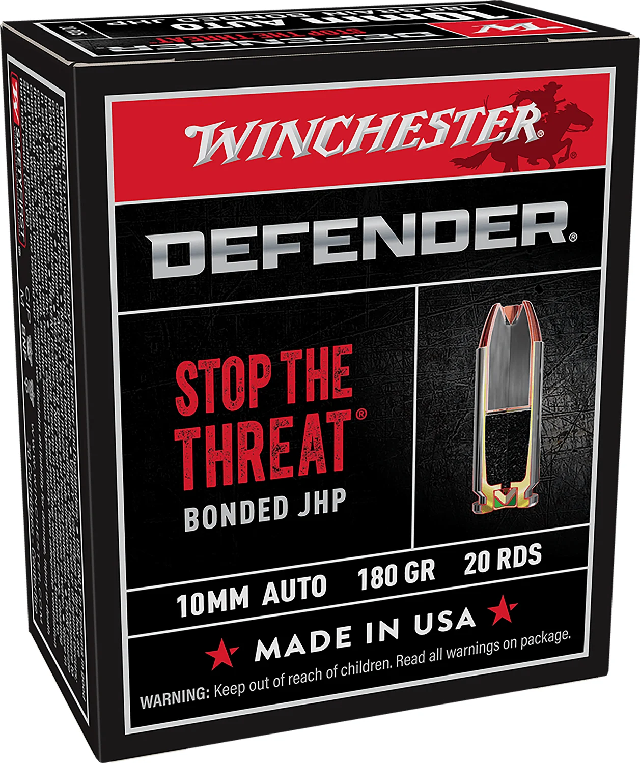 Winchester Ammo S10MMPDB Defender  10mmAuto 180gr Bonded Jacket Hollow Point 20 Per Box/10 Case - Winchester