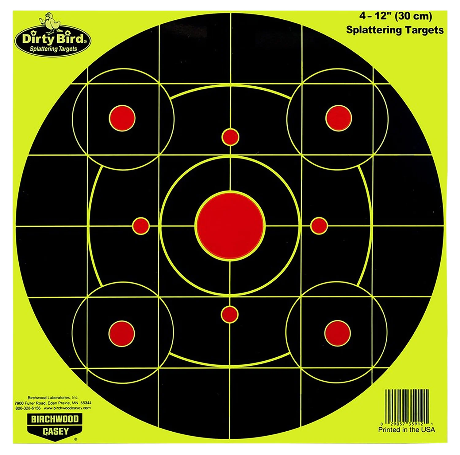 Birchwood Casey 35925 Dirty Bird 12" Bullseye Paper Hanging Pistol/Rifle Black/Yellow 25 Per Pkg