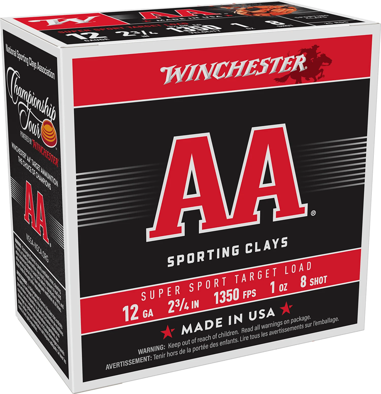 Winchester Ammo AASCL128 AA Super Sport Sporting Clay 12Gauge 2.75" 1oz 8Shot 25 Per Box/10 Case
