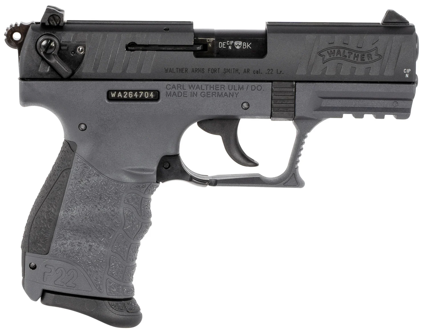 Walther Arms 5120765 P22 Q 22 LR 10+1 3.42" Black Steel/Threaded Barrel, Matte Black Tenifer Serrated/Steel Slide & Tungsten Gray Polymer Frame w/Picatinny Rail, Black Interchangeable Backstrap Grips