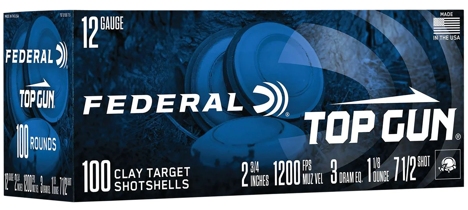 Federal TG1210075 Top Gun 12Gauge 2.75" 1 1/8oz 7.5Shot 100 Per Box/2 Case