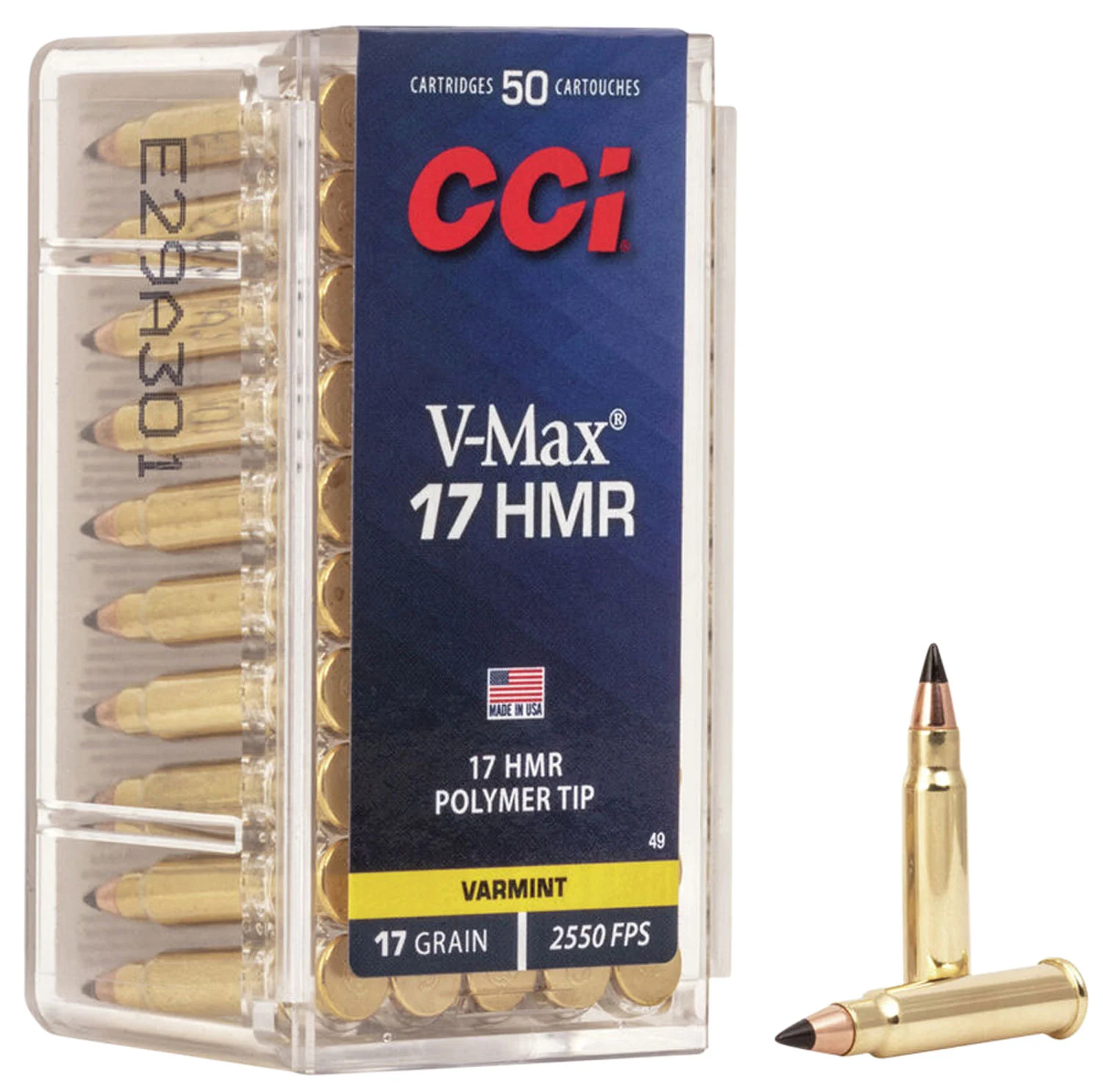 CCI Ammunition .17 HMR 17gr V-MAX Brass – 50rd