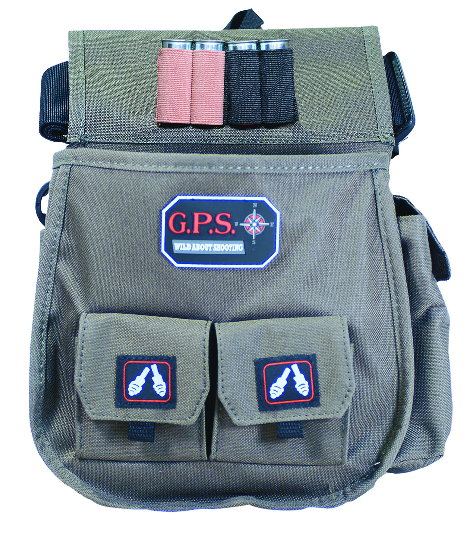 GPS Bags 1093CSP Deluxe Double Shotshell Pouch Olive Polyester Waist Mount 30-52" Belt