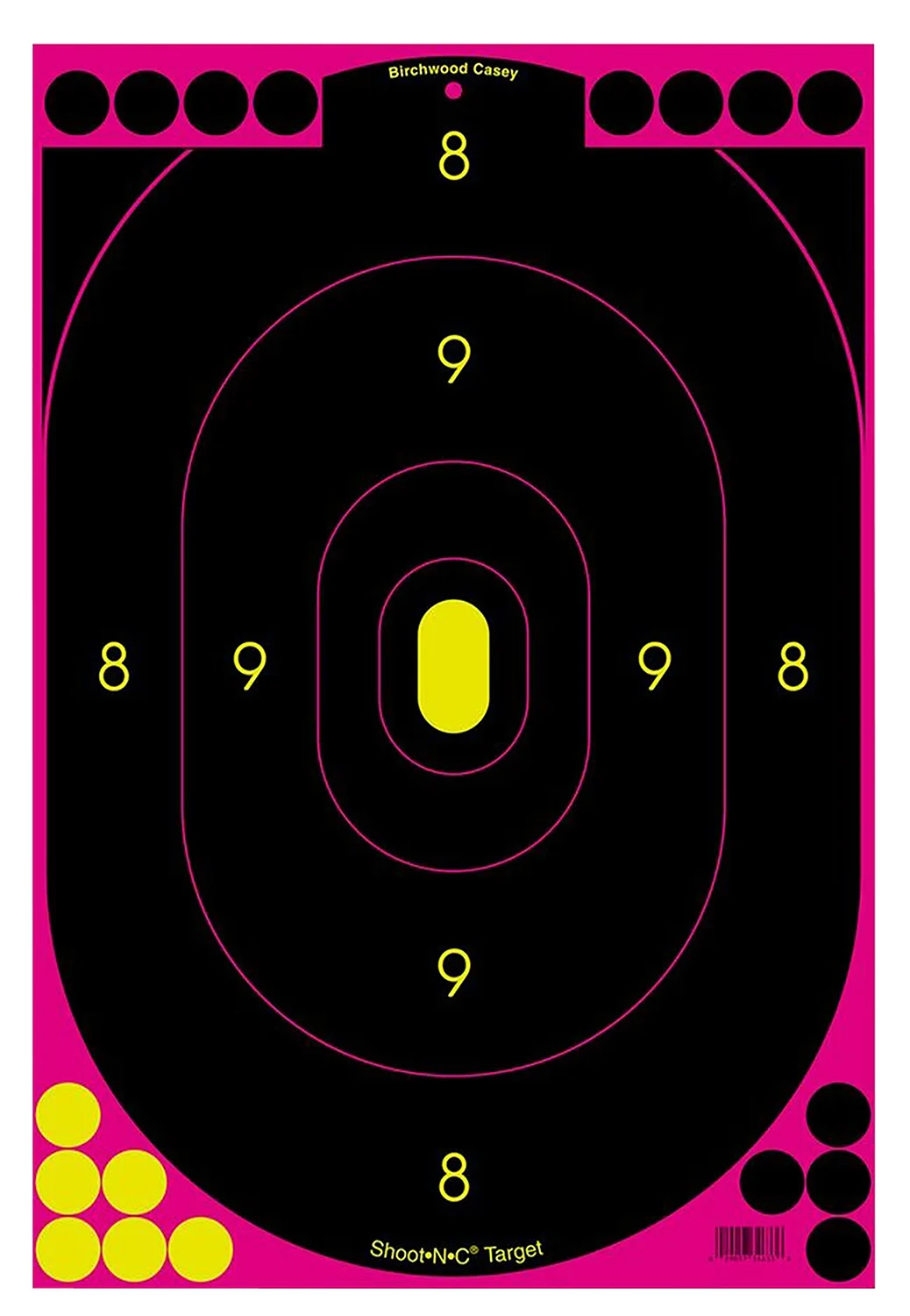Birchwood Casey 34635 Shoot-N-C Reactive Target Self-Adhesive Paper Black/Pink 12"x18" Oval Silhouette 5 Pack