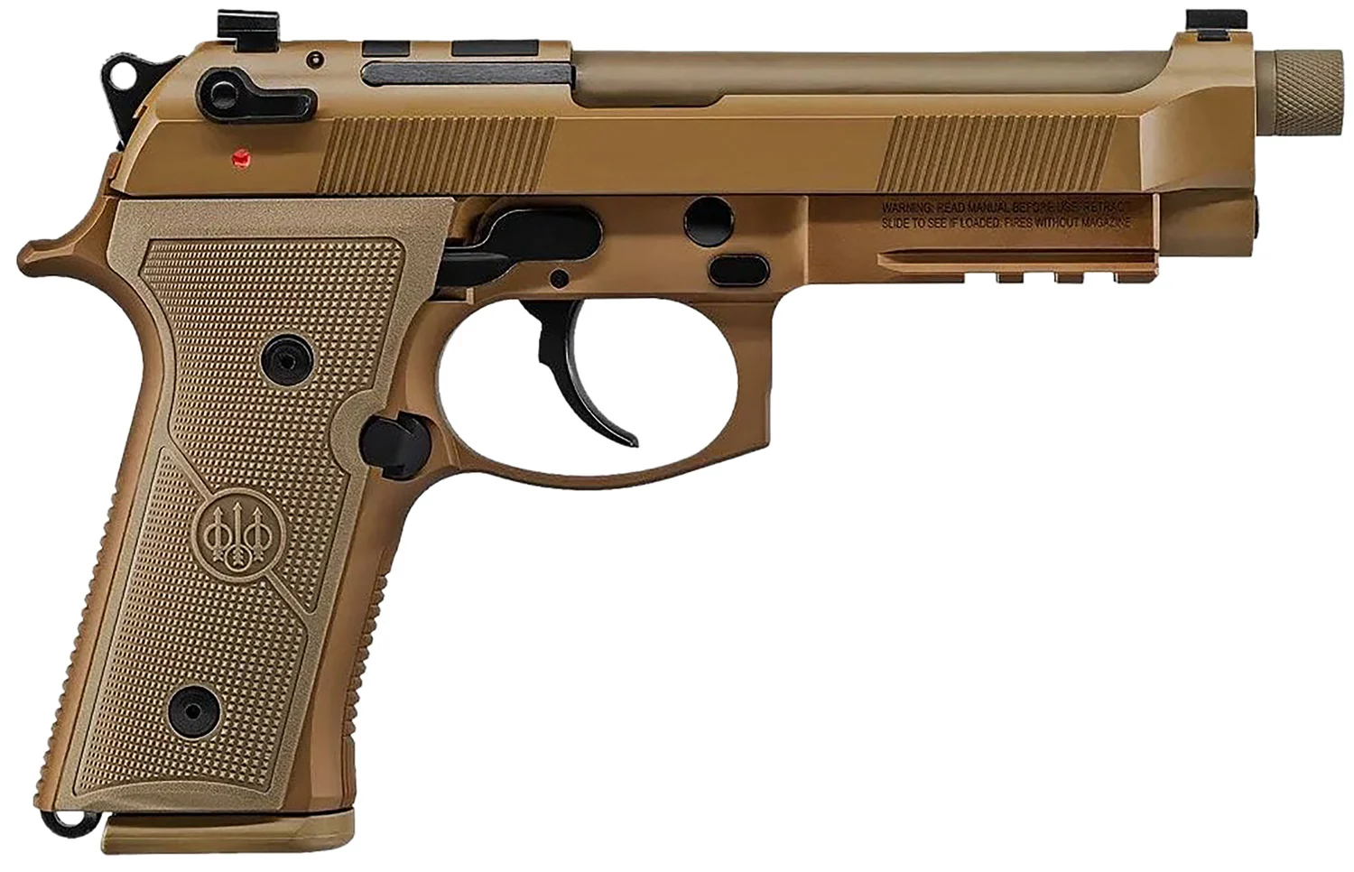Beretta USA JS92M9A4G M9A4 9mm Luger 5.10" Threaded Barrel 10+1, Flat Dark Earth Cerakote Polymer Frame, Serrated Steel Optic Cut Slide, Polymer Grip & Decocker Safety