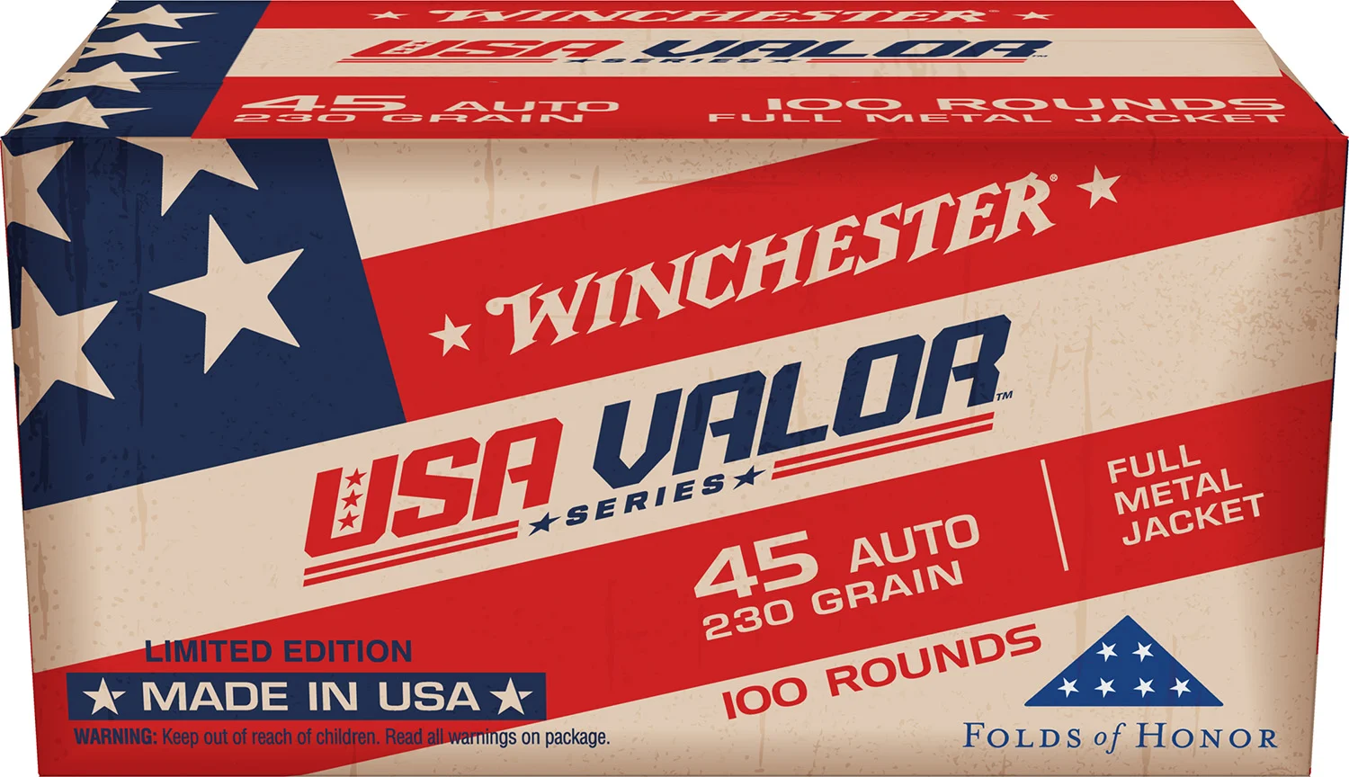 Winchester Ammo USAV45A USA Valor  45ACP 230gr Full Metal Jacket 100 Per Box/5 Case - Winchester