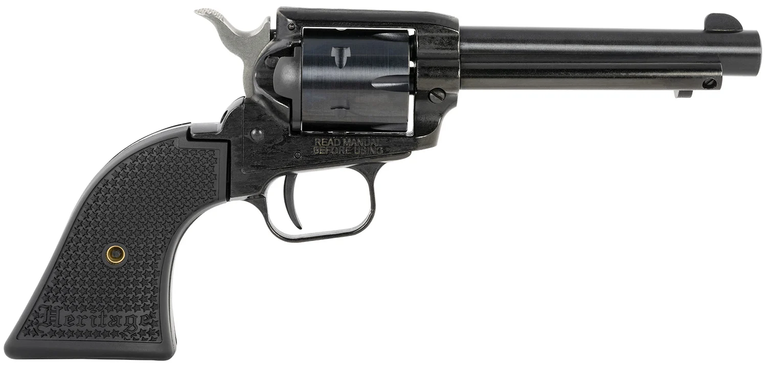 Heritage Mfg RR22B4PG Rough Rider 22 LR 6 Shot, 4.75" Black Steel Barrel, Black Cerakote Zinc Alloy Frame, Black Cerakote Cylinder, Black Polymer Grip, Hammer/Thumb Safety, Exposed Hammer