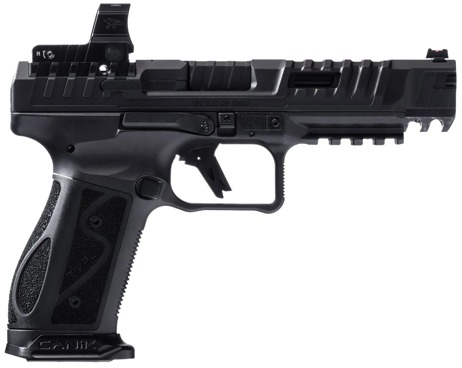 Canik HG7607N SFx Rival-S Full Size Frame 9mm Luger 18+1, 5" Black Steel Barrel, Dark Side Optic Ready/Serrated w/Ports Steel Slide, Steel Frame w/Picatinny Rail, MeCanik MO2 Red Dot, Ambidextrous