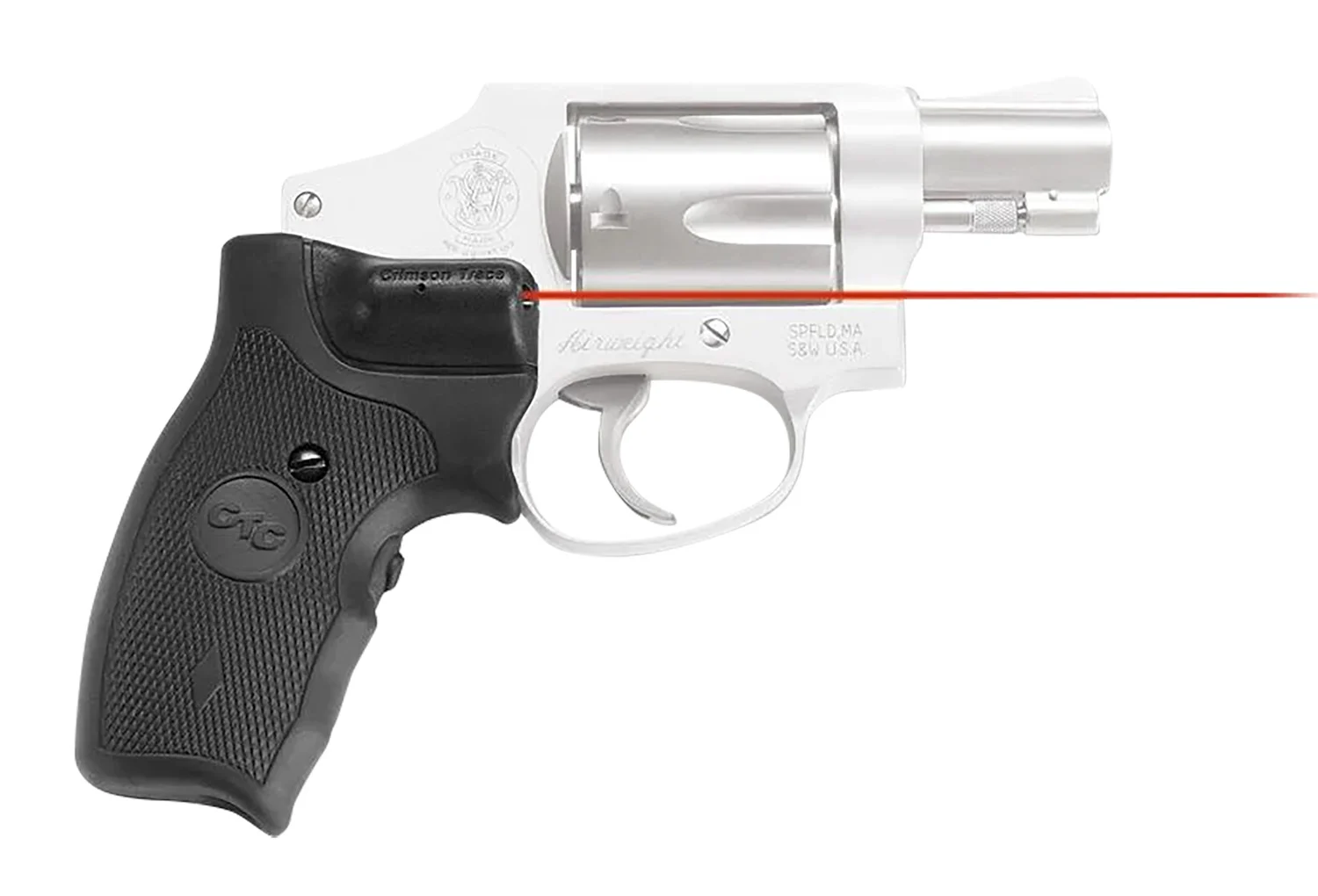 Crimson Trace 011150 Lasergrips Fits S&W J-Frame Round Butt, Red Laser 633nM Wavelength 5mW Output, Black Polymer Extended