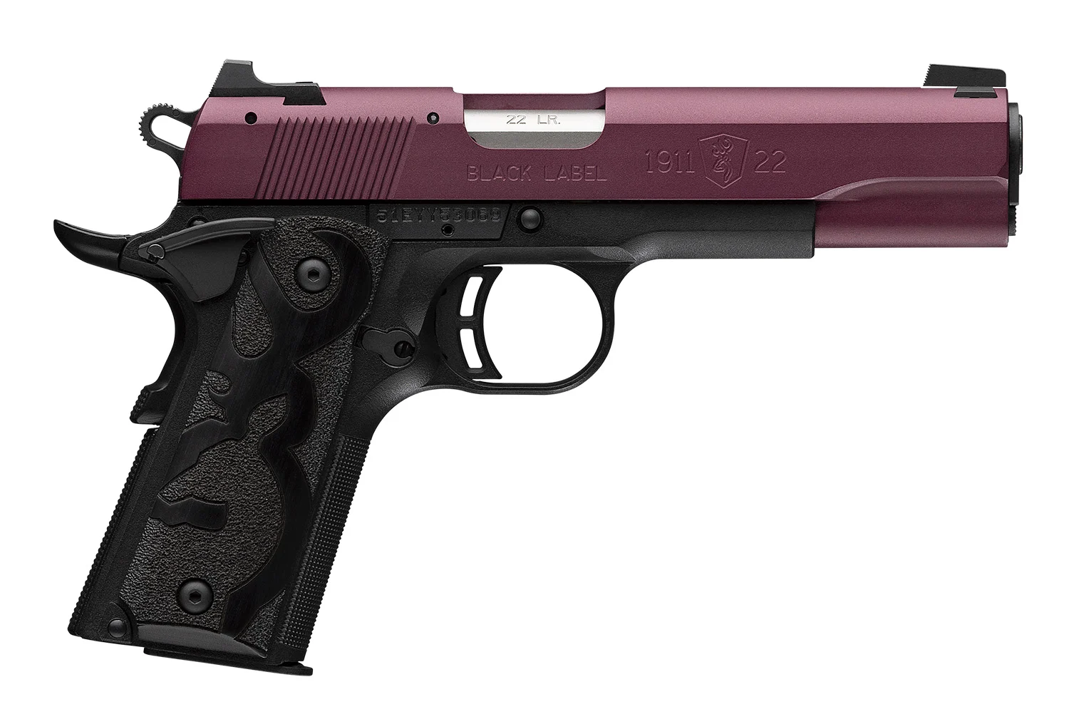 Browning 051061490 1911-22 Black Label Full Size Frame 22 LR 10+1 4.25" Matte Stainless Steel Barrel, Black Cherry Cerakote Serrated Steel Slide, Matte Black Polymer Frame w/Beavertail