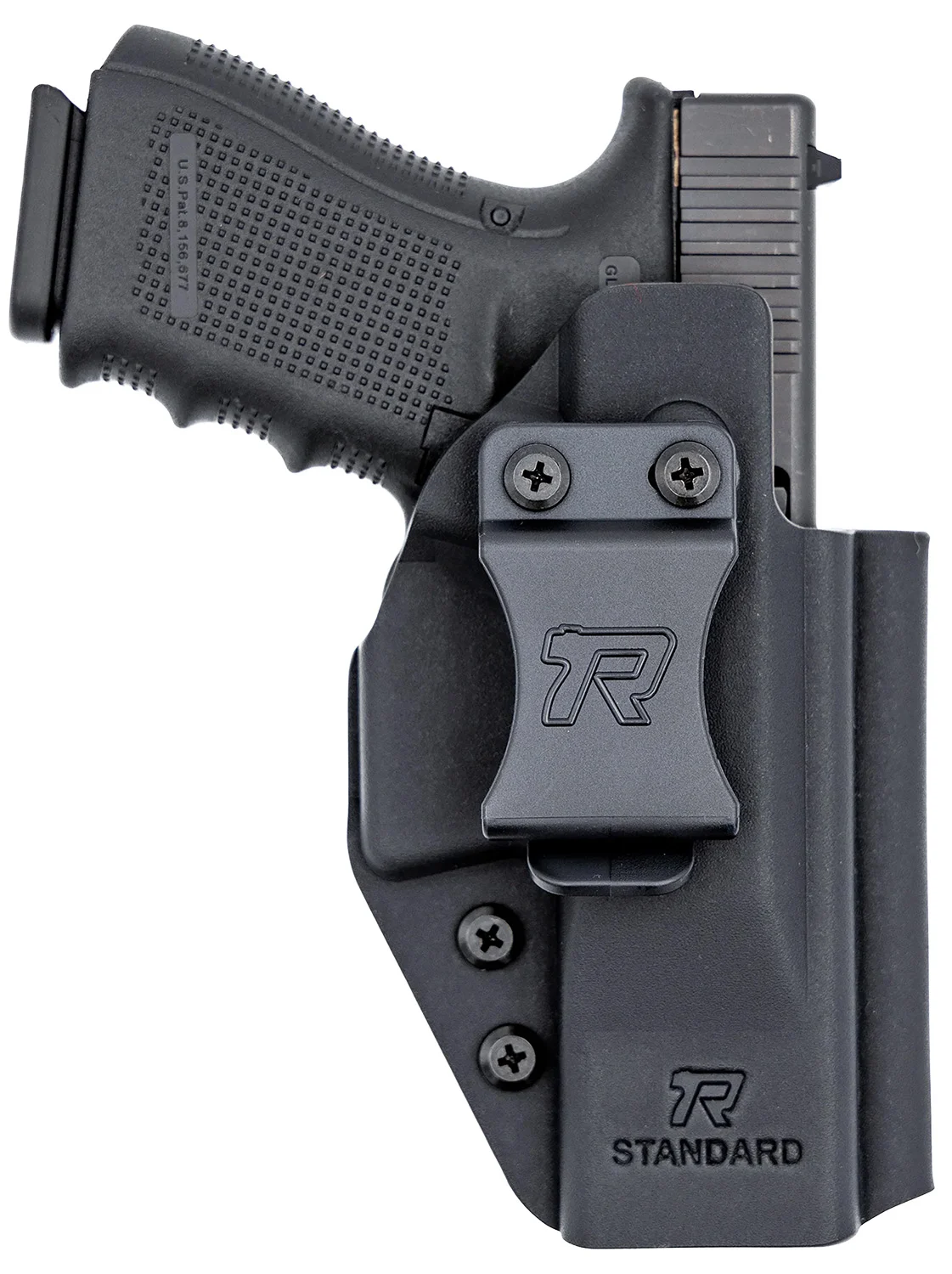 Rounded Gear RGUNVRSLSTNDRDBLK Universal Kydex IWB Black Kydex Belt Clip Fits Standard Sized Handguns Right Hand