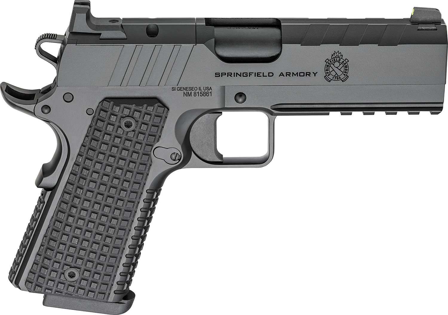 Springfield Armory PX9227LAOS 1911 Emissary 9mm 9+1 4.25" Stainless Steel Barrel Optic Ready Black Carbon Steel Slide VZ Grips Thin-Line G10 Grip