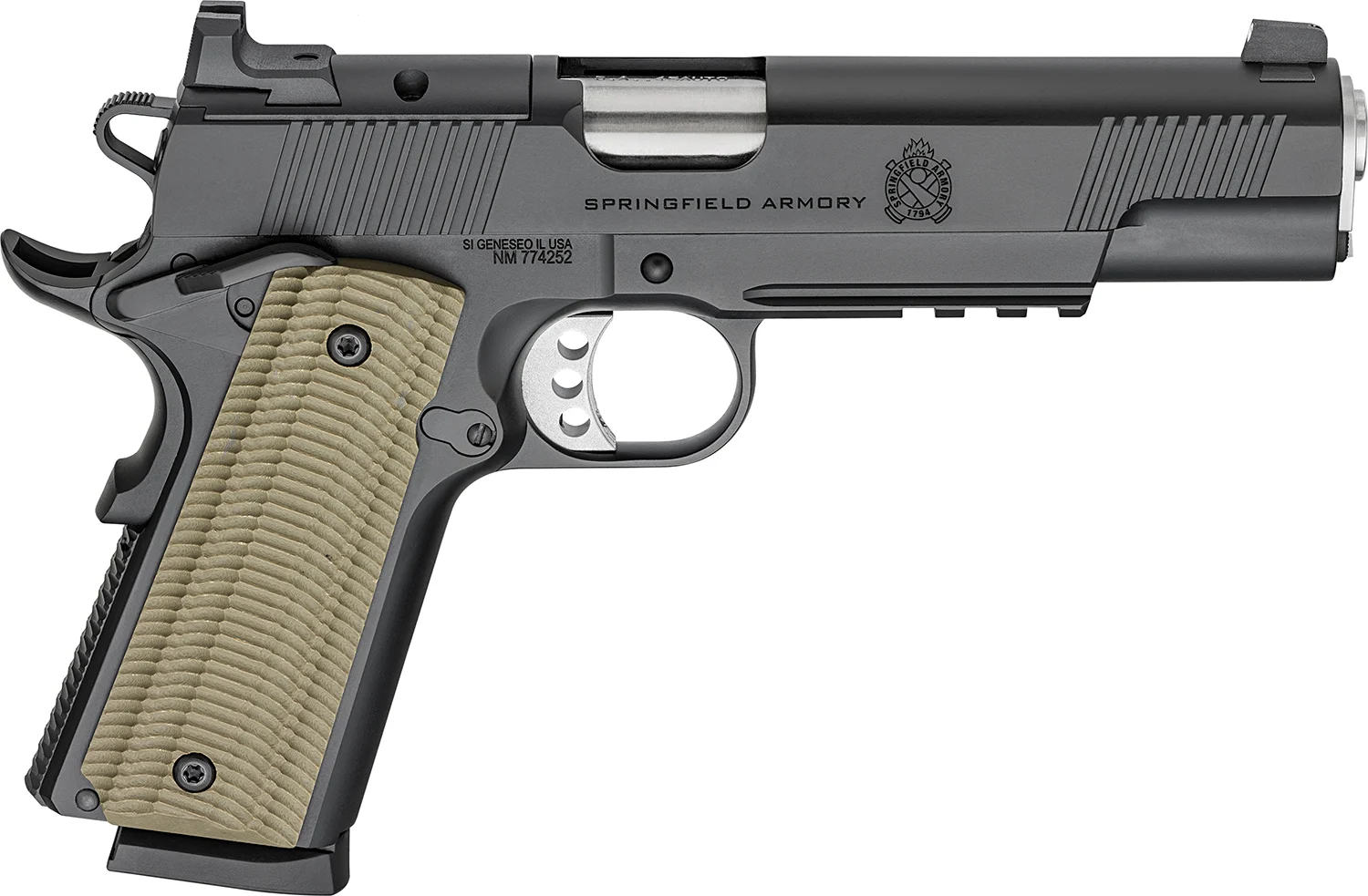 Springfield Armory PO9230AOS 1911 Operator 45 ACP 8+1 5" Black Cerakote Optic Ready Carbon Steel Slide Black Cerakote VZ G10 Grip