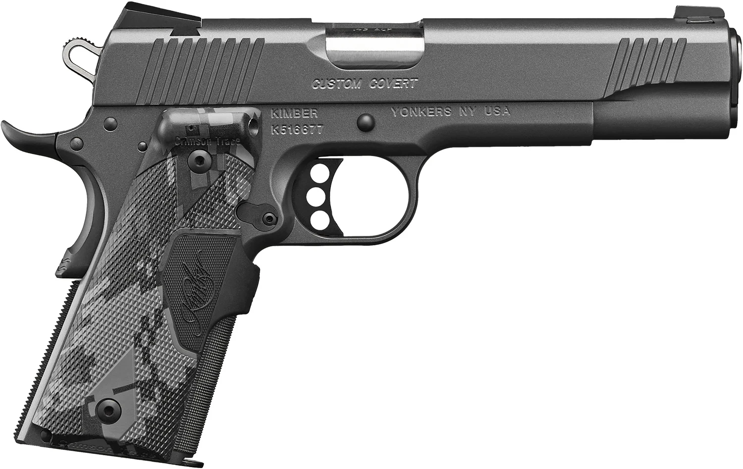 Kimber Mfg.,inc 3000235 Custom 45 ACP 7+1 5" Stainless Front Serrations Charcoal Gray/KimPro II Slide Charcoal Gray/KimPro II Crimson Trace Urban Camouflage Grip