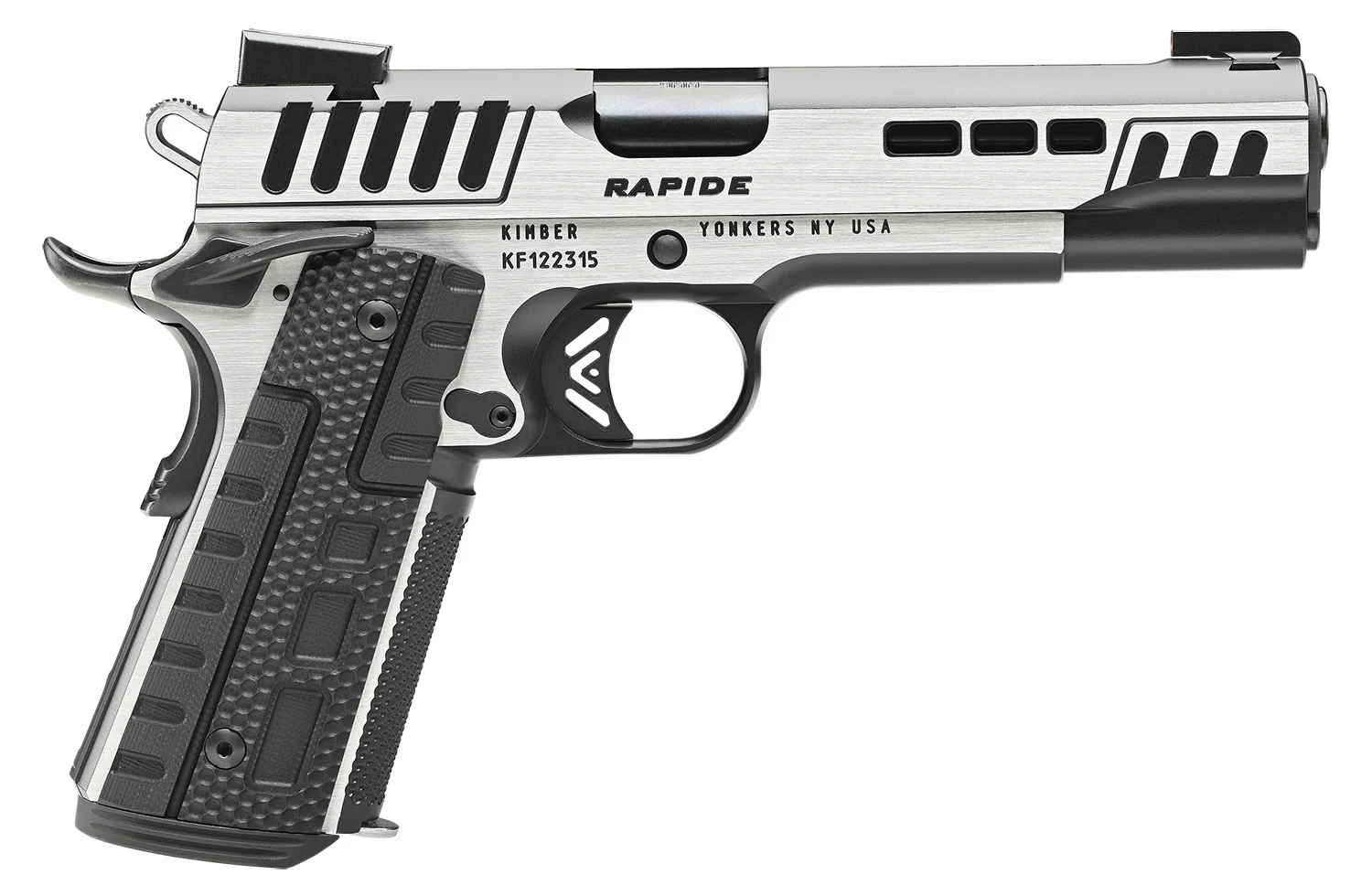 Kimber Mfg.,inc 3000425 Rapide Scorpius 45ACP 8+1 5" Black KimPro II w/ Brush Polished Flats Stainless Steel Slide G10 Grip