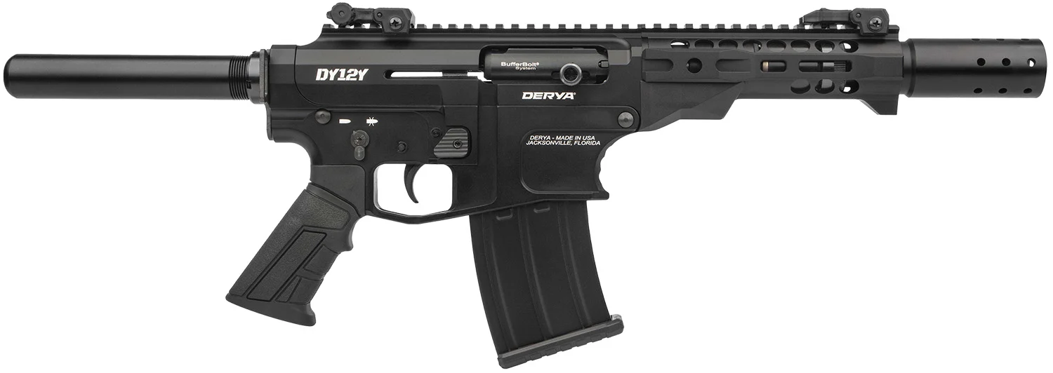 Derya Firearms DY12Y11US Namlu DY12 12 Gauge Semi-Auto 3" 5+1 11" Black Melotine Threaded Barrel, Black Anodized Aluminum Receiver w/Picatinny Rail, Black Adjustable Polymer Stock & Pistol Grip