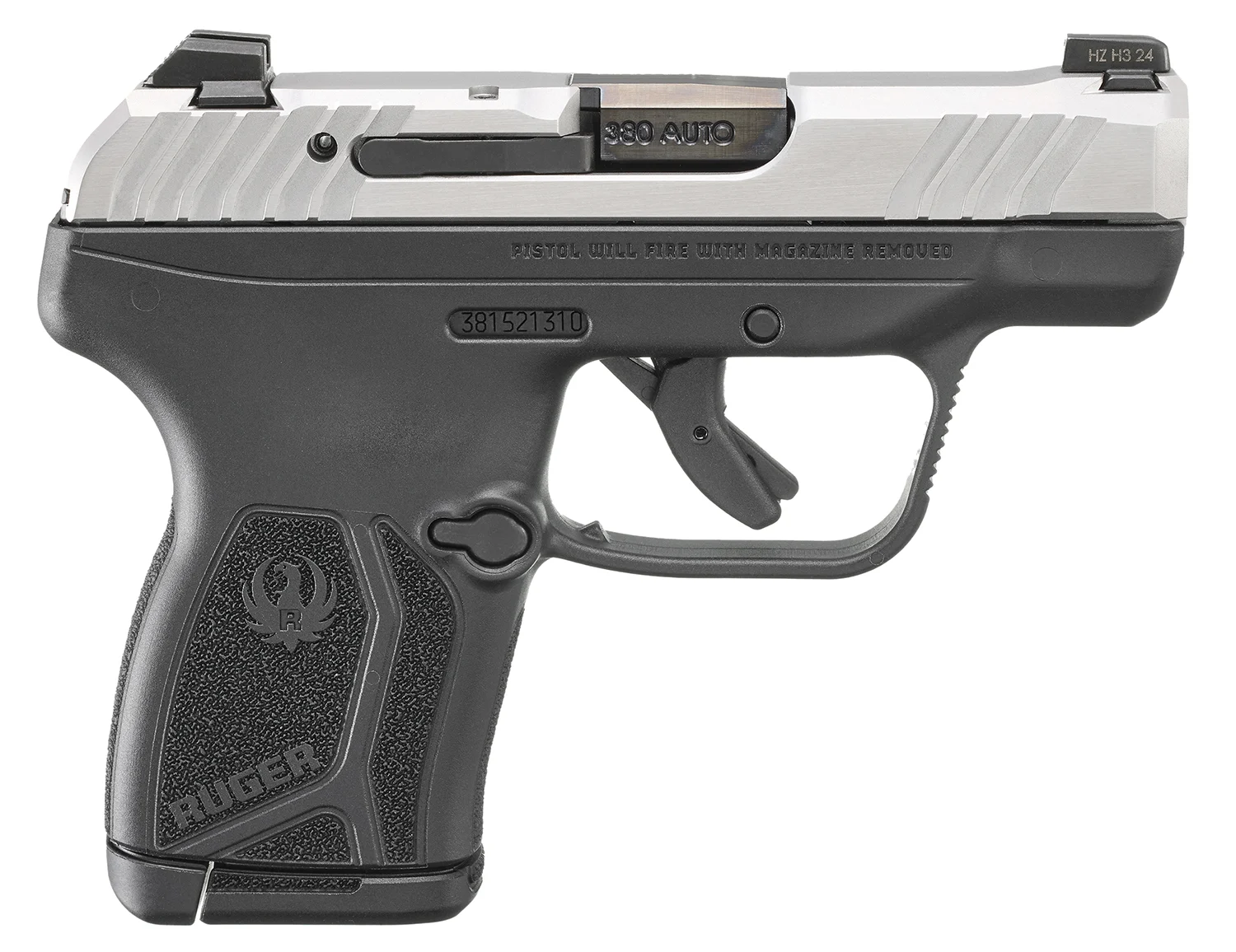 Ruger 13753 LCP Max Compact Frame 380 ACP 10+1 2.80" Black Stainless Steel Barrel, Serrated Stainless Steel Slide, Black Polymer Frame, Black Polymer Grip, Holster, Magazine & Magazine Loader