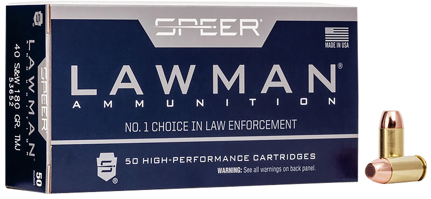 Speer 53652 Lawman 40S&W 180gr Total Metal Jacket 50 Per Box/20 Case