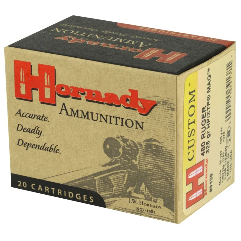 HORNADY CUSTOM 480 RUGER 325G XTP JHP 20RD BX 200RD CASE