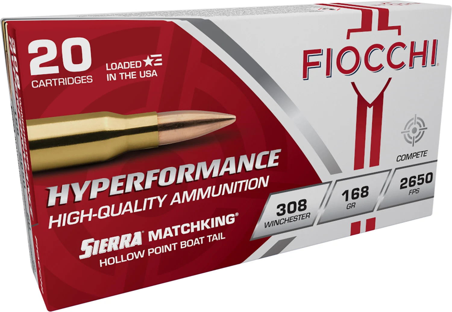 Fiocchi 308MKB Hyperformance Compete 308Win 168gr Sierra MatchKing BTHP 20 Per Box/10 Case