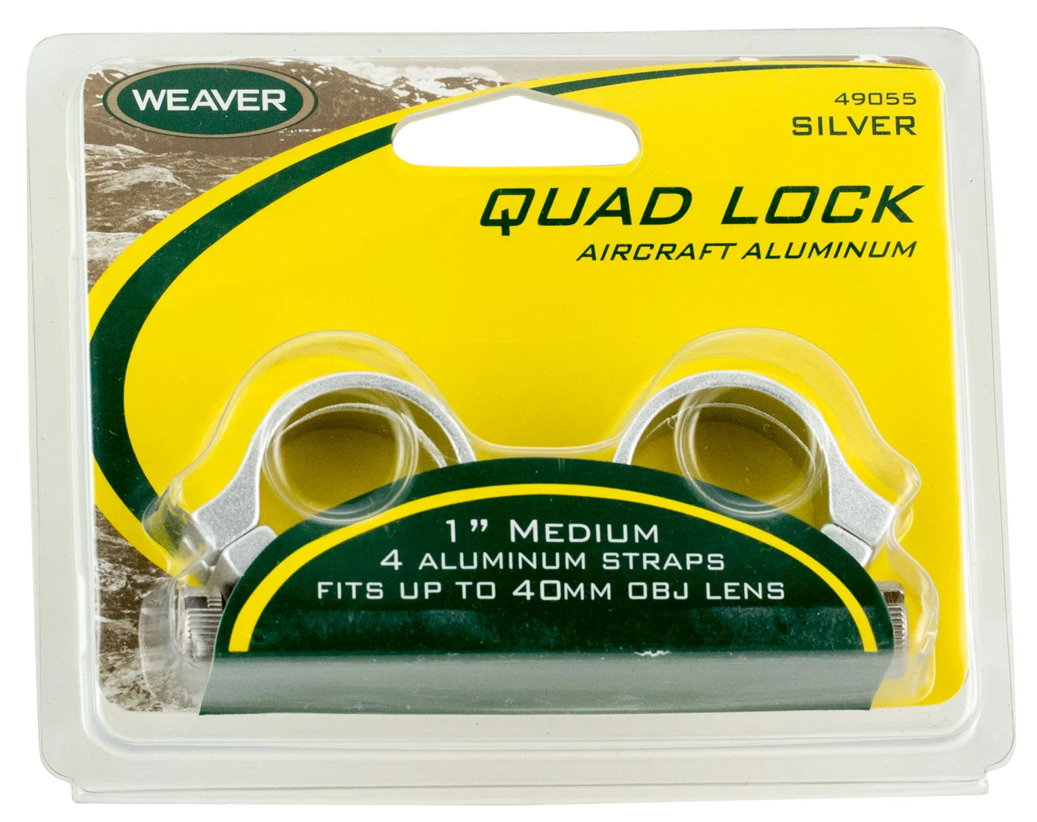 Weaver Mounts 49055 Quad Lock Detachable Rings Silver 1" Medium