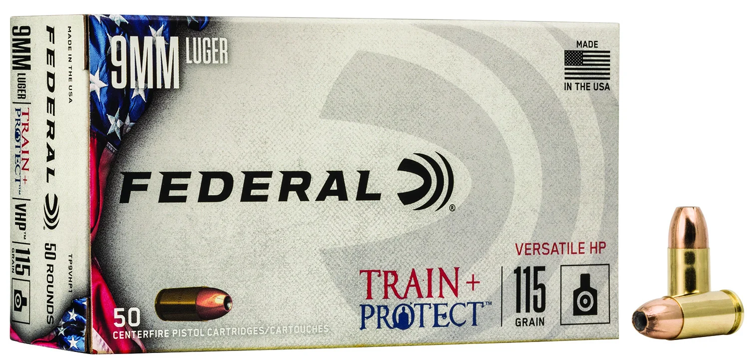 Federal TP9VHP1 Train + Protect 9mmLuger 115gr Versatile Hollow Point 50 Per Box/10 Case