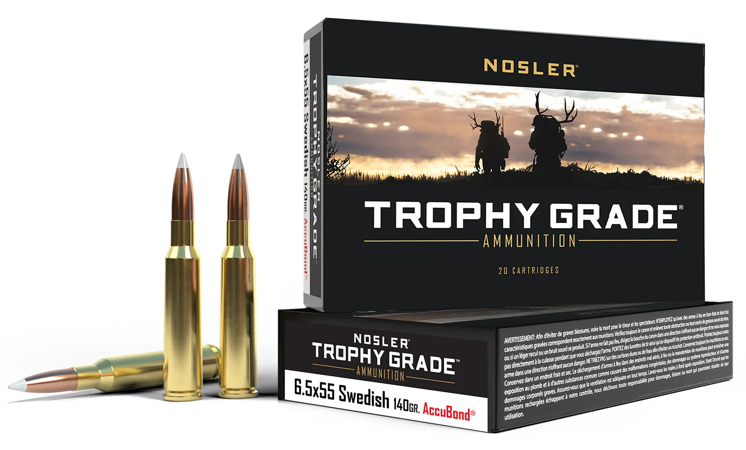 Nosler 60022 Trophy Grade 6.5x55Swedish 140gr Nosler AccuBond 20 Per Box/10 Case