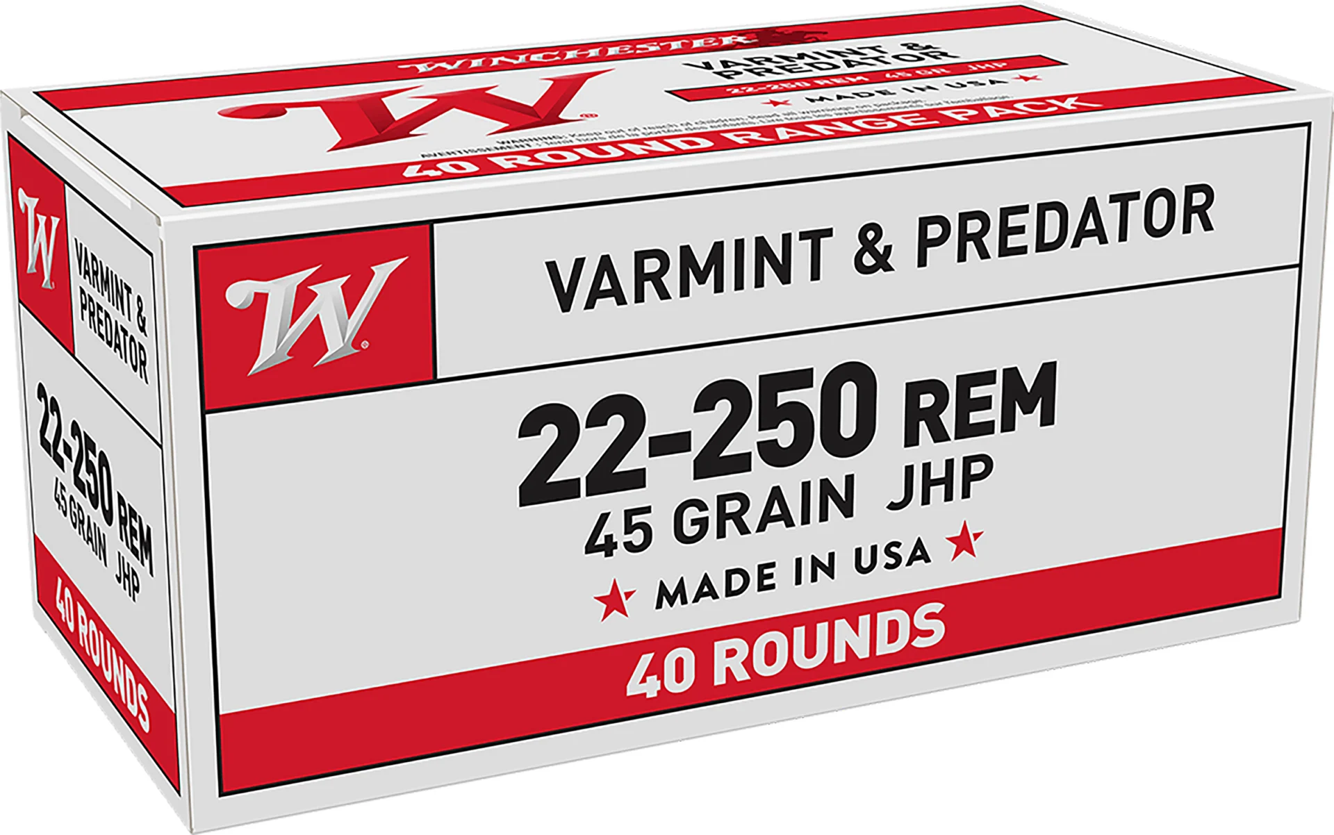 Winchester .22-250 Remington 45gr JHP Brass – 40rd