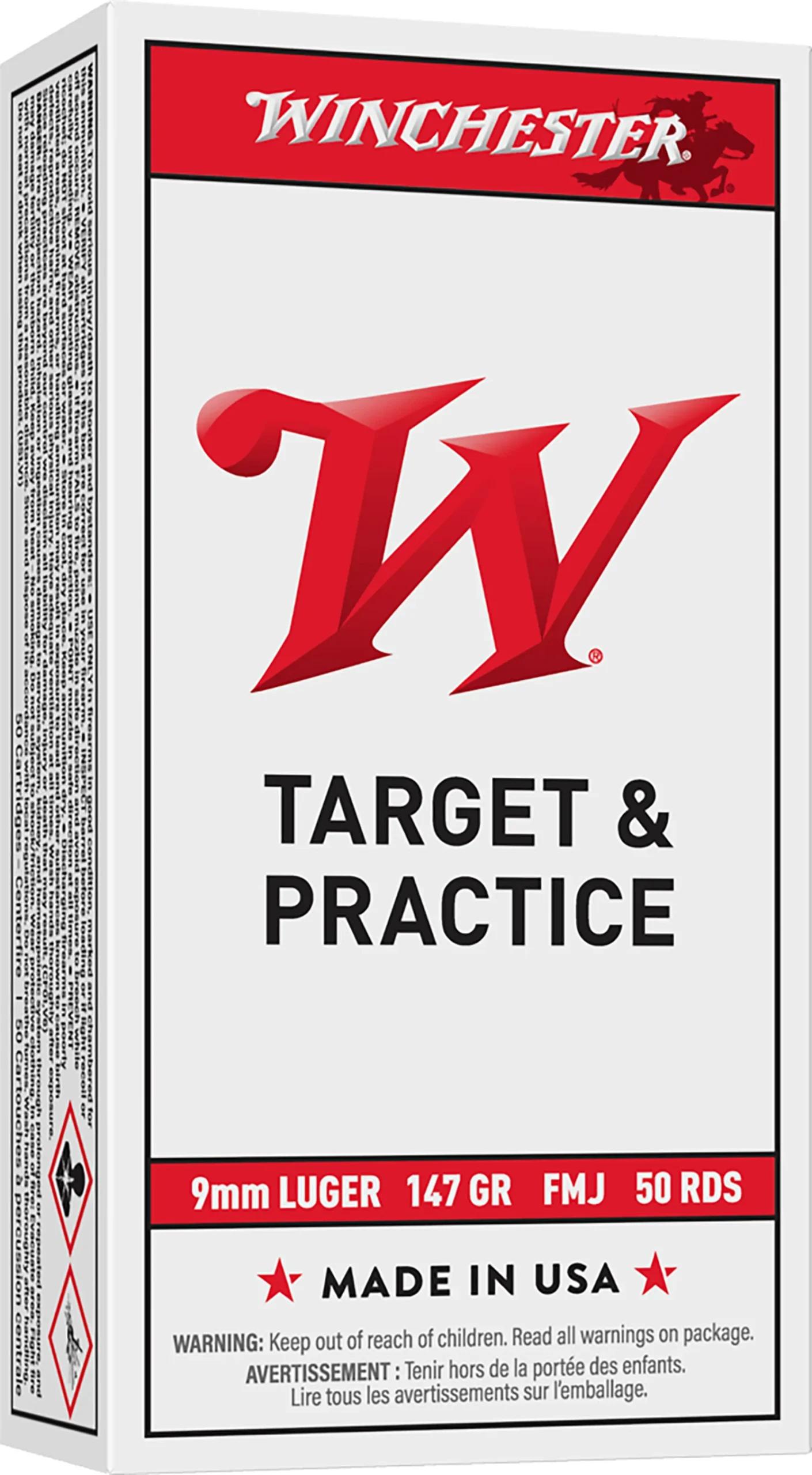 Winchester Ammo USA9MM1 USA 9mmLuger 147gr Full Metal Jacket Flat Nose 50 Per Box/10 Case