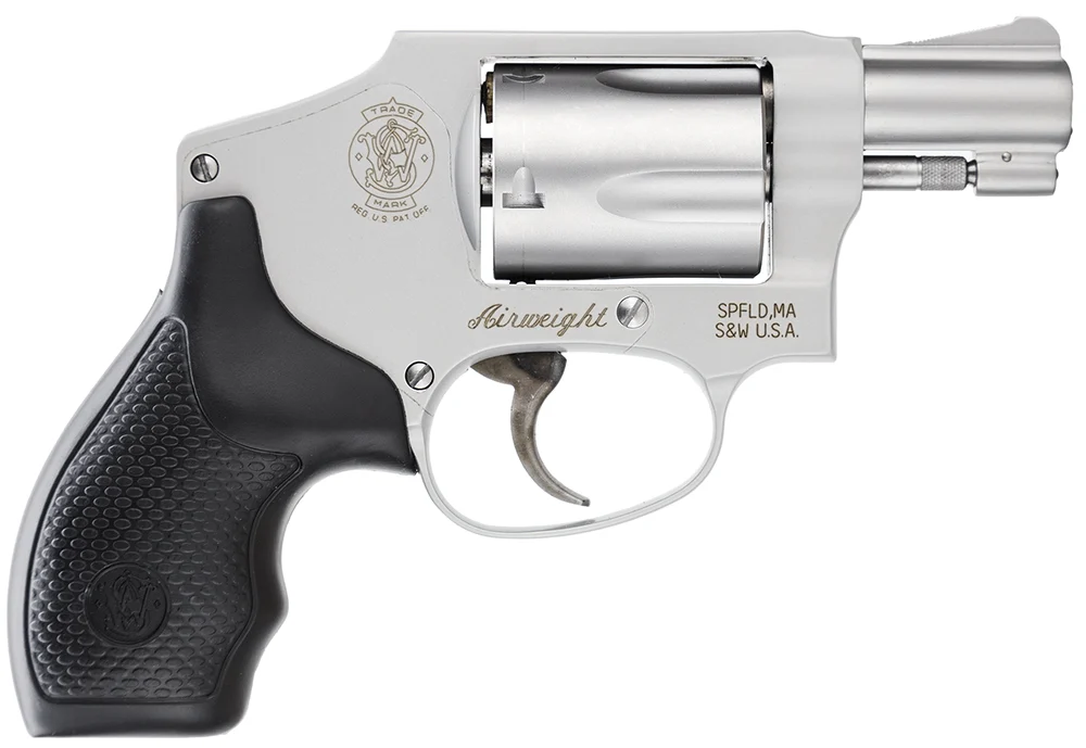 Smith & Wesson 103810 Model 642 Airweight J-Frame 38 Special +P 5 Shot 1.88" Stainless Steel Barrel, Stainless Cylinder, Stainless Aluminum Frame, Black Finger Grooved Grip, Concealed Hammer