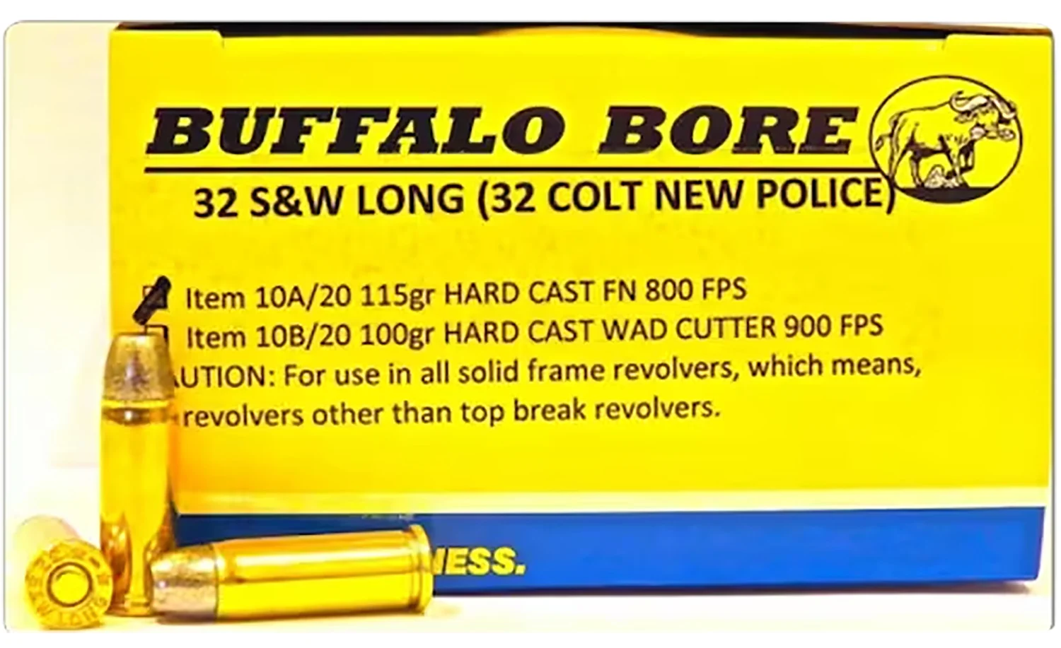 Buffalo Bore Ammunition 10A20 Personal Defense Strictly Business 32S&W Long 115gr Hard Cast Flat Nose 20 Per Box/12 Case - Buffalo Bore Ammunition
