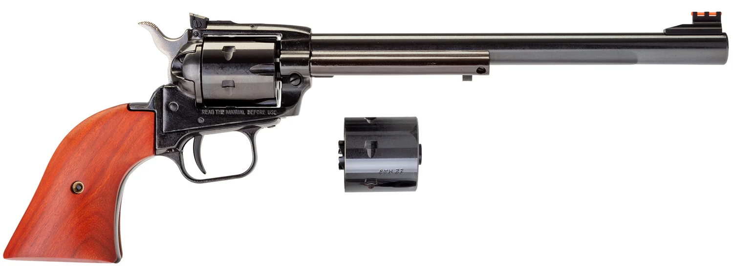 Heritage Mfg RR22MB9AS Rough Rider 22 LR/22 WMR 6 Shot, 9" Black Steel Barrel, Black Zinc Alloy Frame, Black Cylinder Cocobolo Grip, Hammer/Thumb Safety, Exposed Hammer