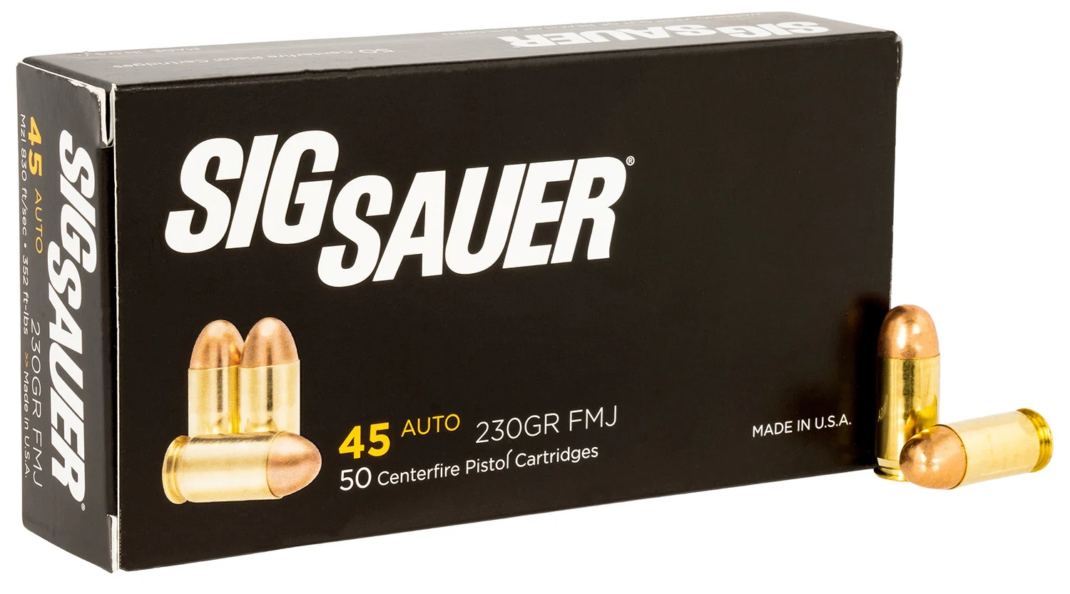 Sig Sauer E45BA350 Elite Ball 45ACP 230gr Full Metal Jacket 50 Per Box/20 Case