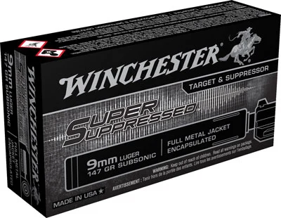 WINCHESTER SUPER SUPPRESSED - 9MM LUGER 147GR FMJ 50RD 10B/C