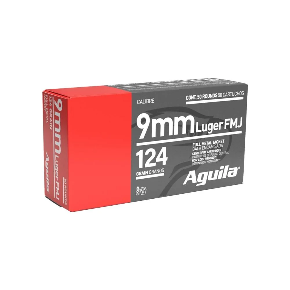 Aguila Handgun Ammunition 9mm Luger 124 gr FMJ 1115 fps 50/ct - Aguila Ammunition