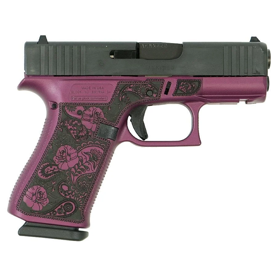 Glock 43X "Paisley Grip" Black Cherry Handgun 9mm Luger 10rd Magazines(2) 3.4" Barrel Accessory Rail USA Made