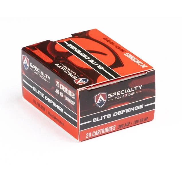 Specialty Cartridge Elite Defense Handgun Amunition .380 Auto 100gr JHP 20/ct - Atl Arms/ Specialty Cartridge Inc DBA ACME