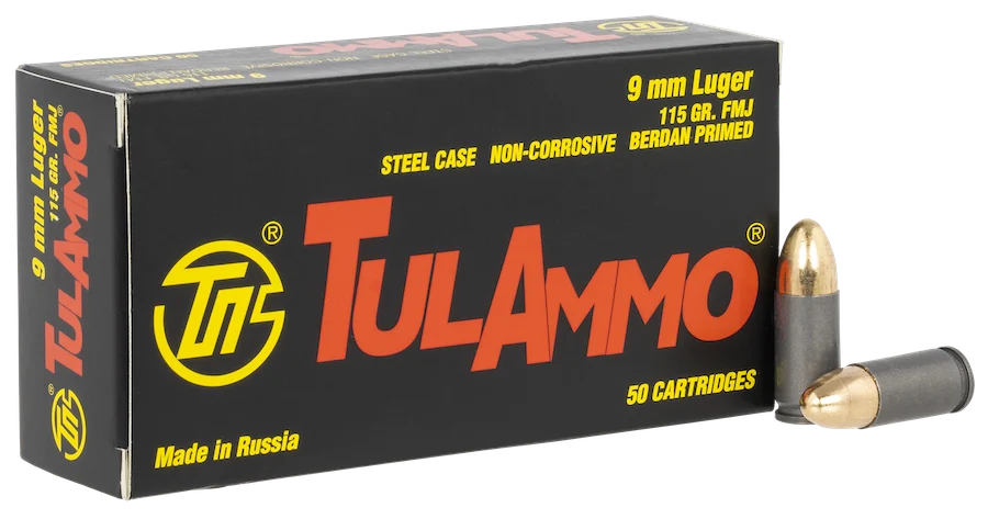 TULAMMO 9MM 115GR FMJ 50RD BOX - Tula Ammo