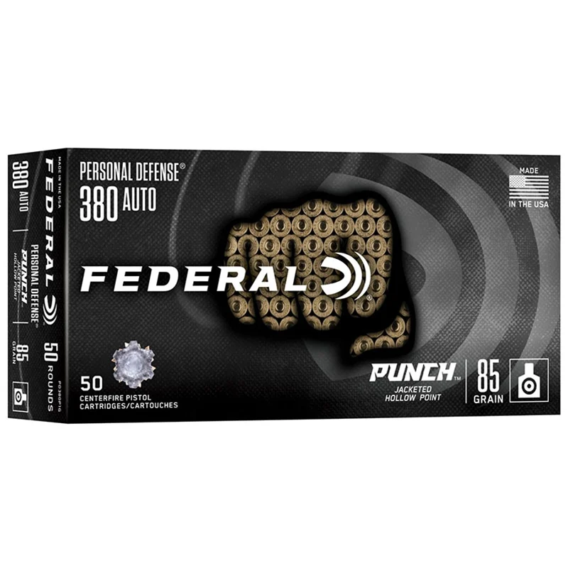 FEDERAL 380 AUTO 85GR PUNCH JHP 50RD/BX 10BX/CS - Federal Ammunition