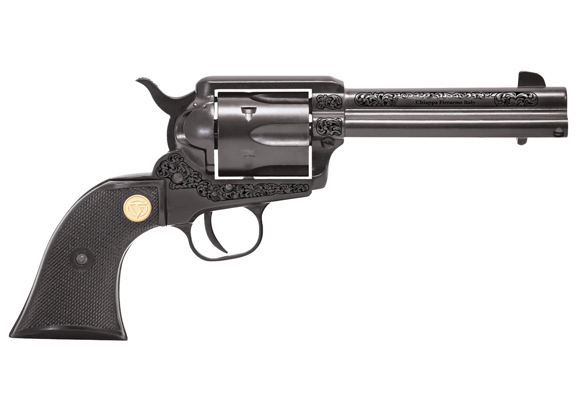 CHIAPPA 1873 REVOLVER SAA 22LR PISTOL BLACK 4.75" ENGRAVED FRAME - Golden Eagle Pawn